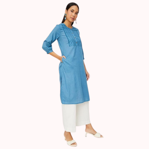Women's Cotton  Regular Fit Casual Kurta